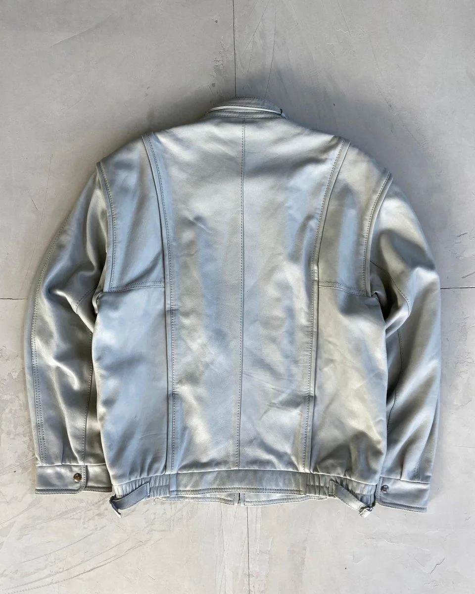 00'S GREY LEATHER JACKET - L