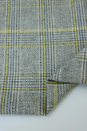 1YD PRECUT; Yellow/Powder Blue/Black/Ivory Yarn Dyed Hemp & Organic Cotton Plaid