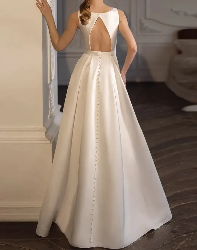 Aimilie Satin High Low Wedding Gown All Sizes/Colors