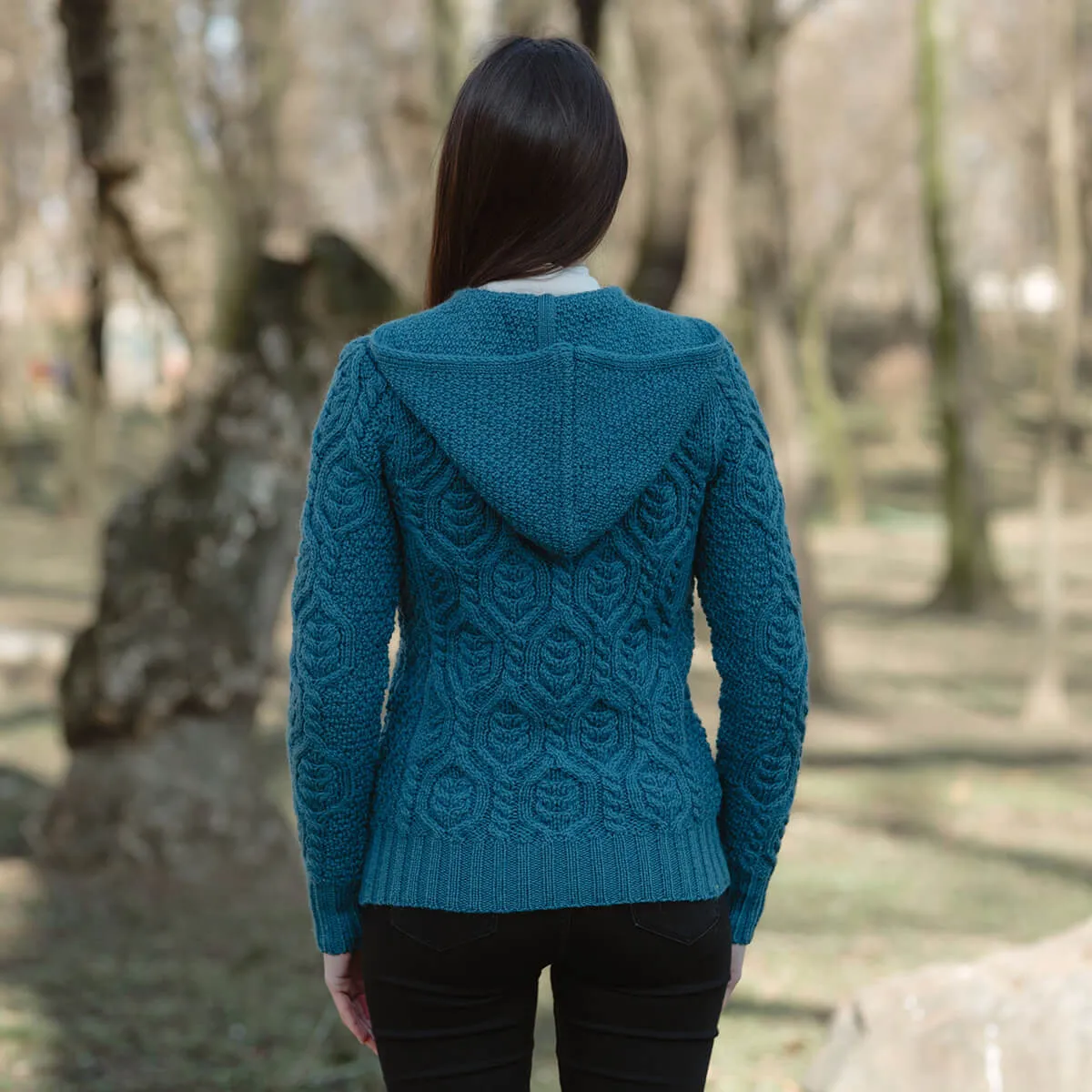 Aran Merino Zip Cardigan for Ladies