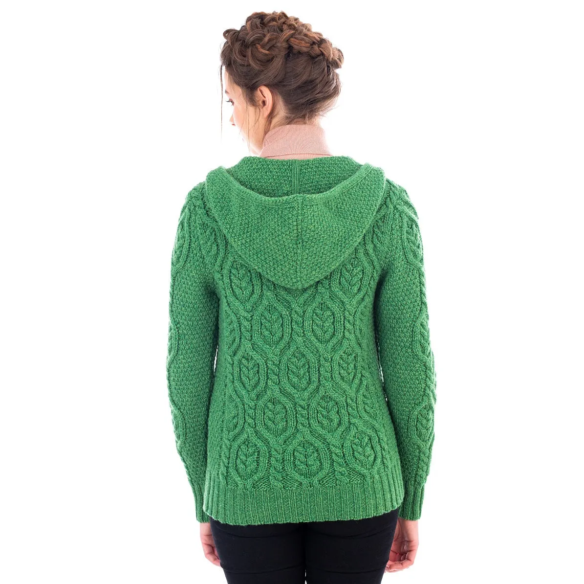 Aran Merino Zip Cardigan for Ladies