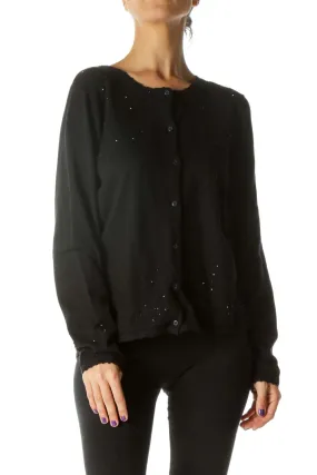 Black Crystal Knit Cardigan