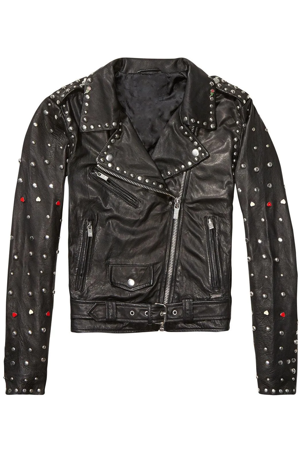 Black Women Spiked Studded Leather Motorcycle Jacket