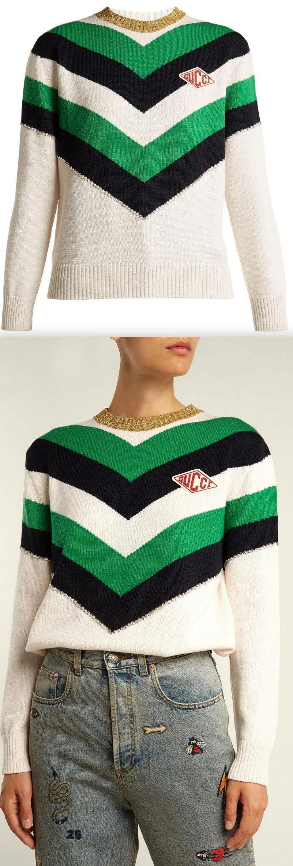 Chevron Striped Wool Sweater