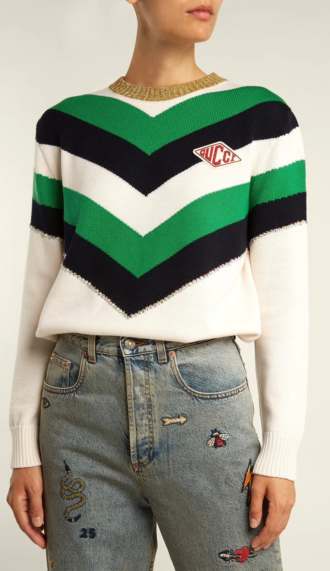 Chevron Striped Wool Sweater