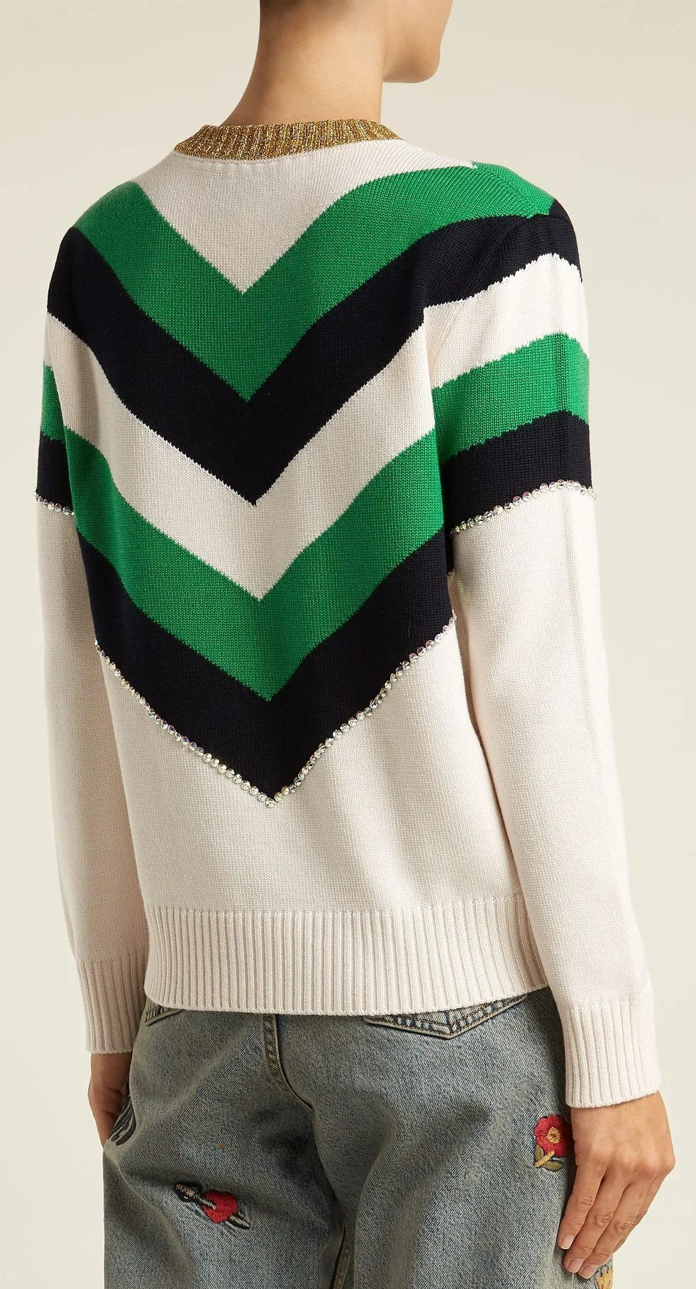 Chevron Striped Wool Sweater