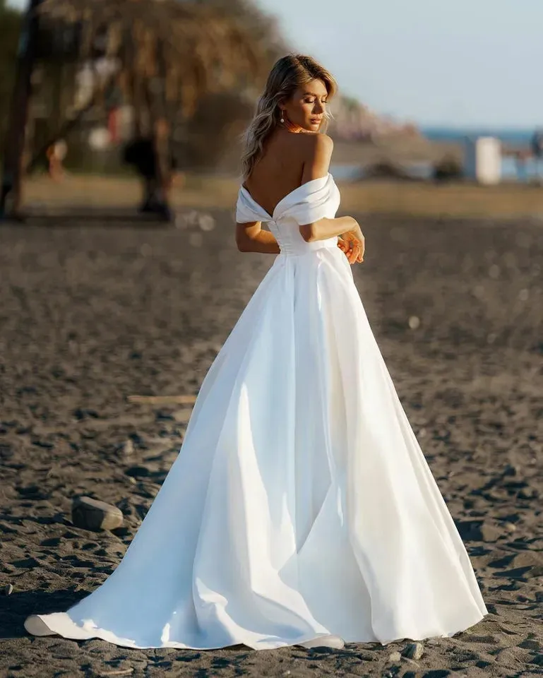 Classic All Over Satin Wedding Gown All Sizes/Colors