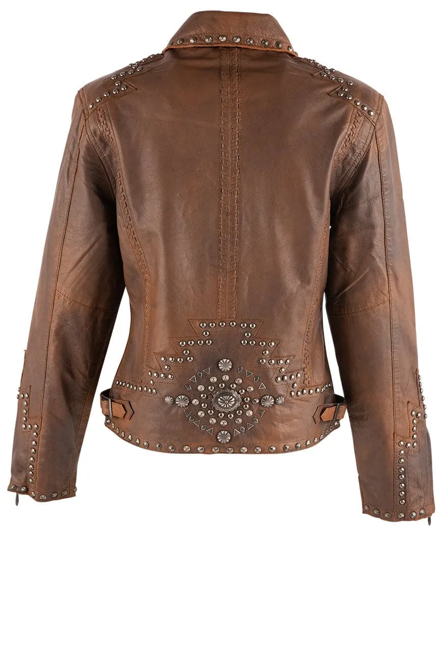 Cripple Creek Vintage Brown Studded Jacket