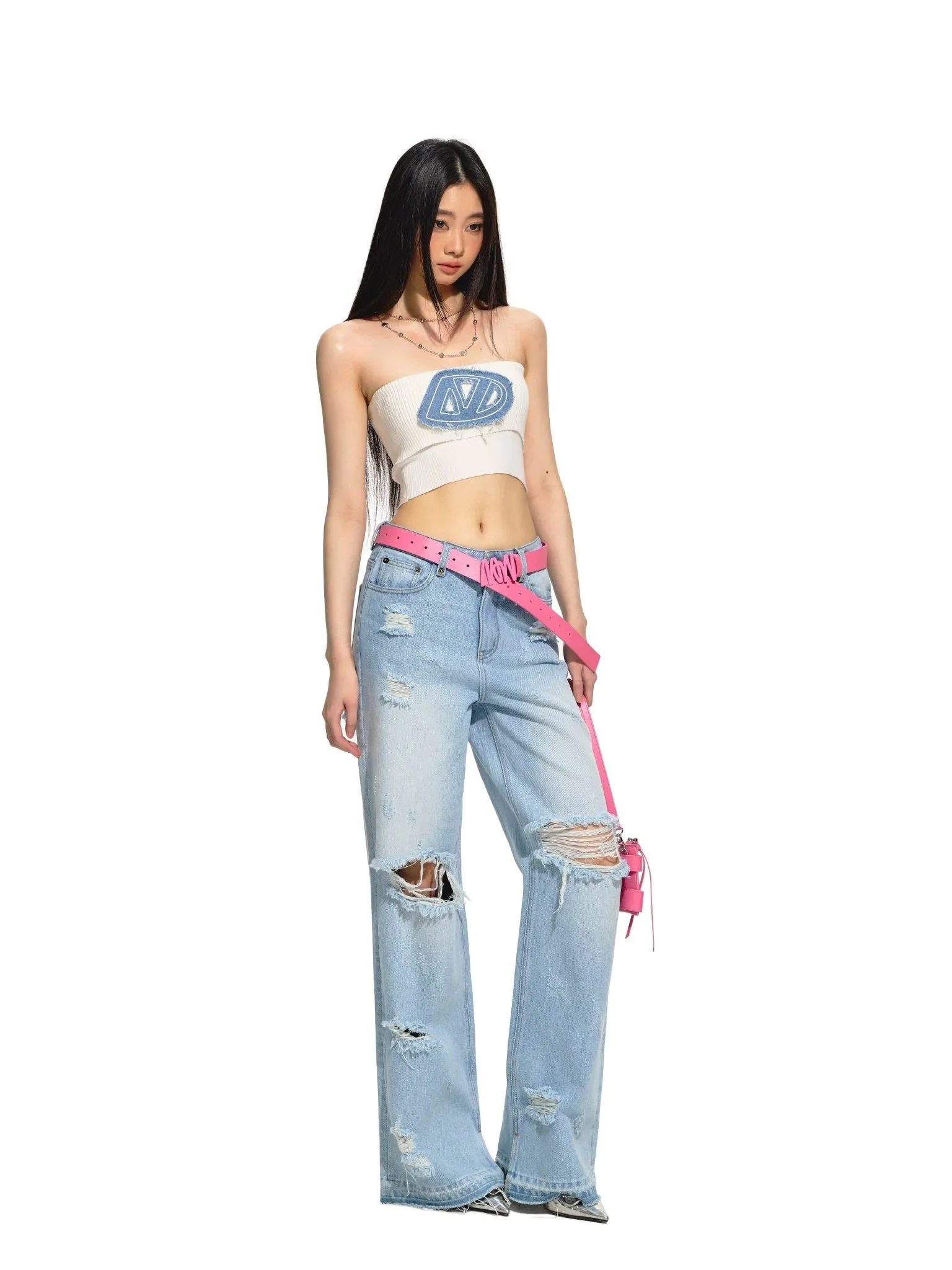 Destroy Dry Ripped Straight Jeans