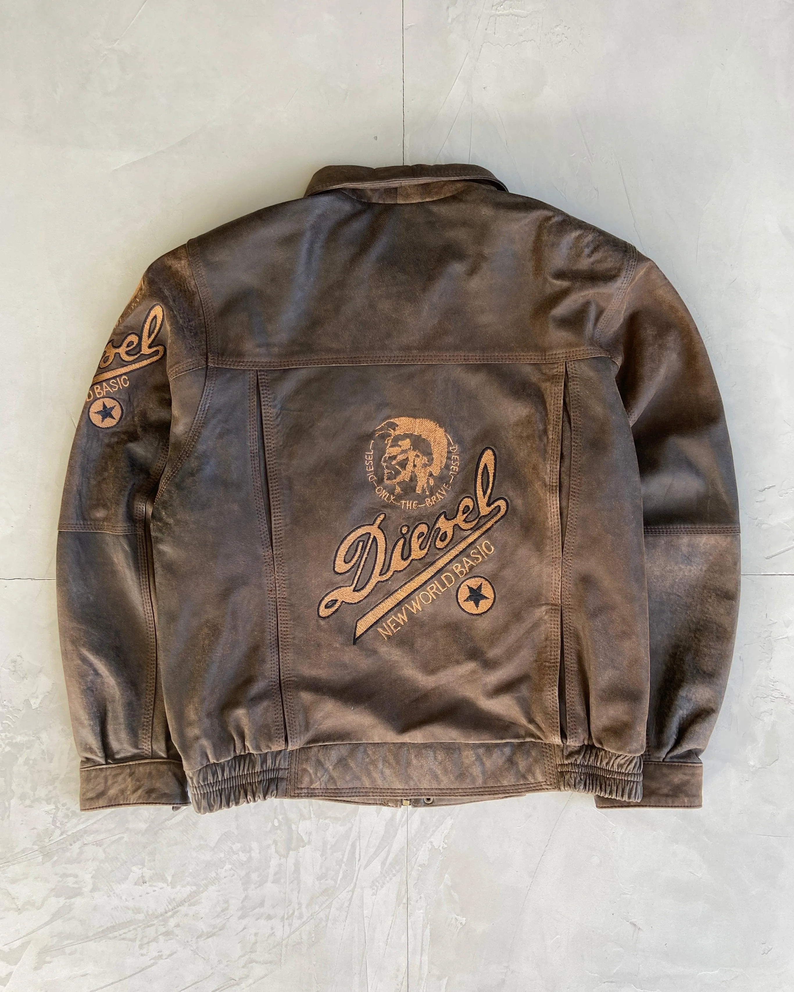 DIESEL 90'S BROWN LEATHER JACKET - L/XL