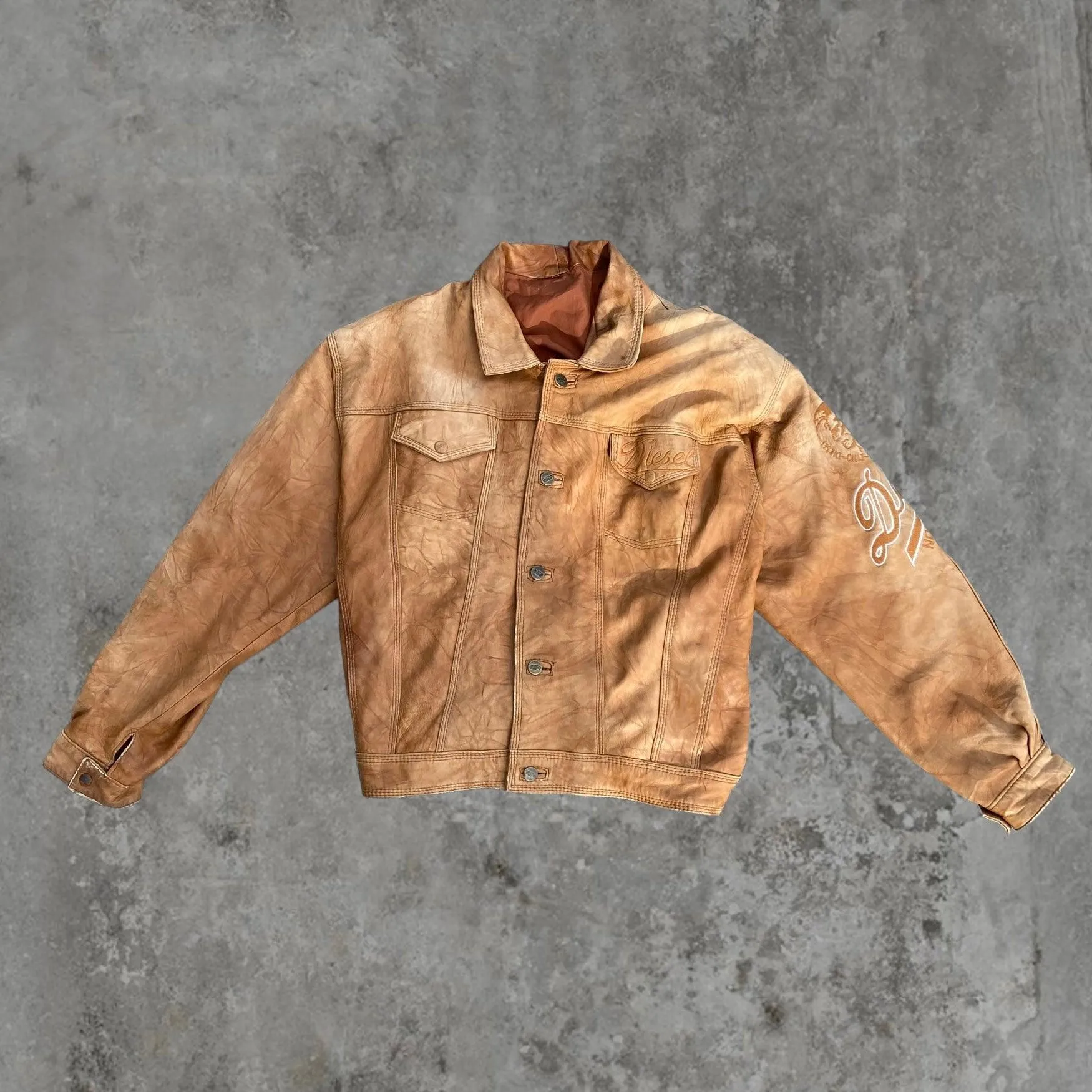 DIESEL 90'S TAN LEATHER JACKET - M