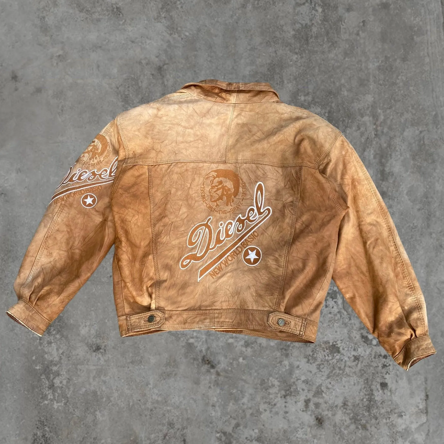 DIESEL 90'S TAN LEATHER JACKET - M