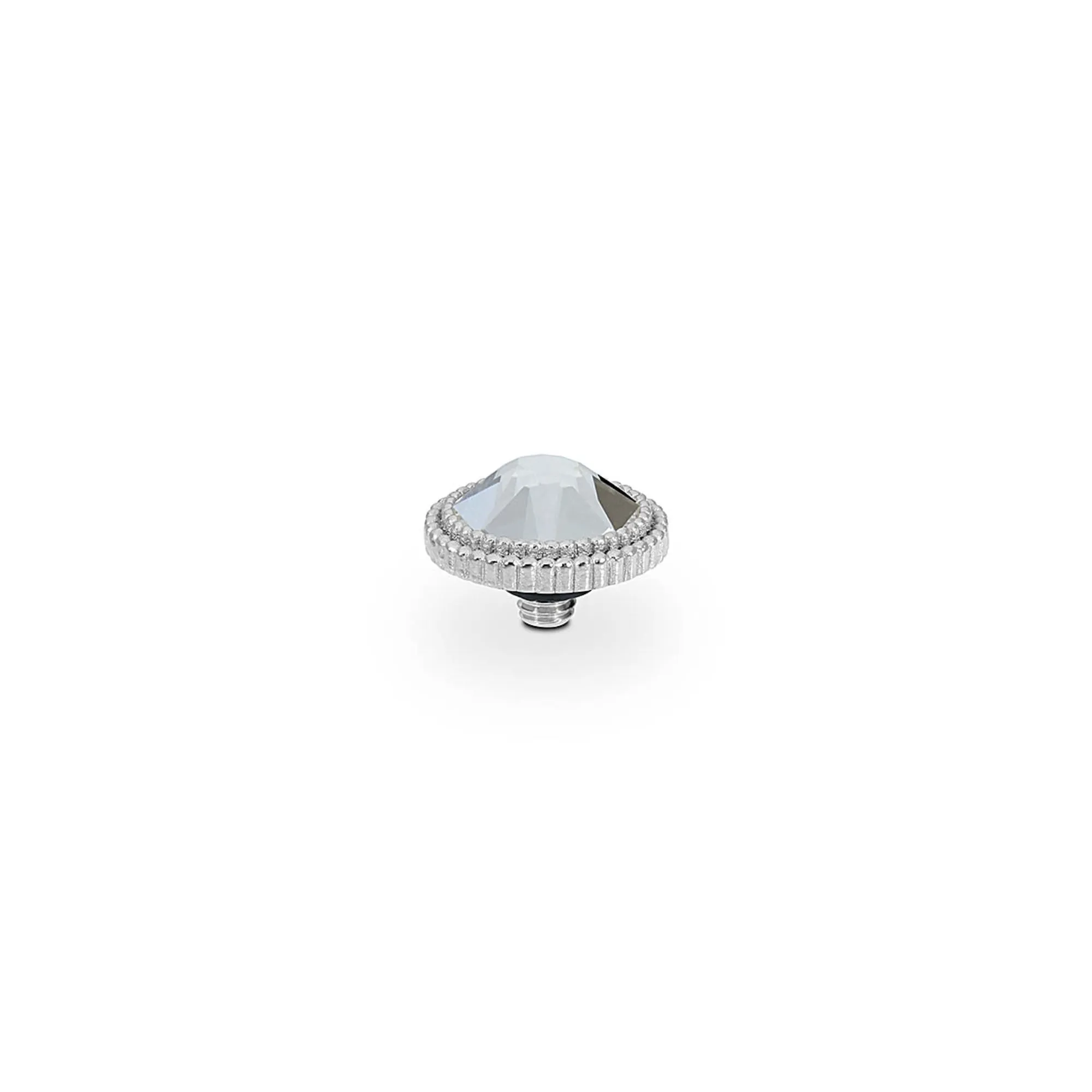 Fabero Flat Silver and Crystal Ring Gem Top, 10mm