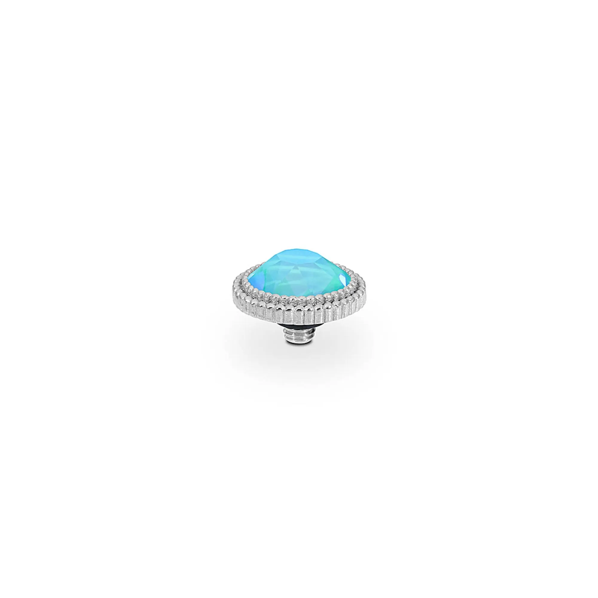 Fabero Flat Silver and Laguna Delite Crystal Ring Gem Top, 10mm