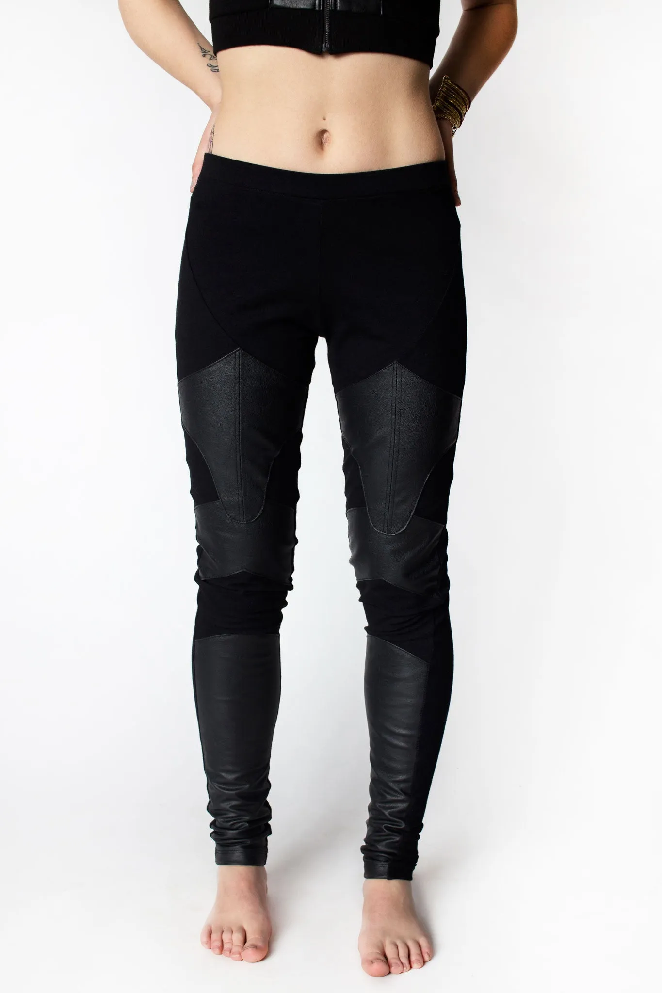 Freq G Leggings - Front Detail - Vegan Leather