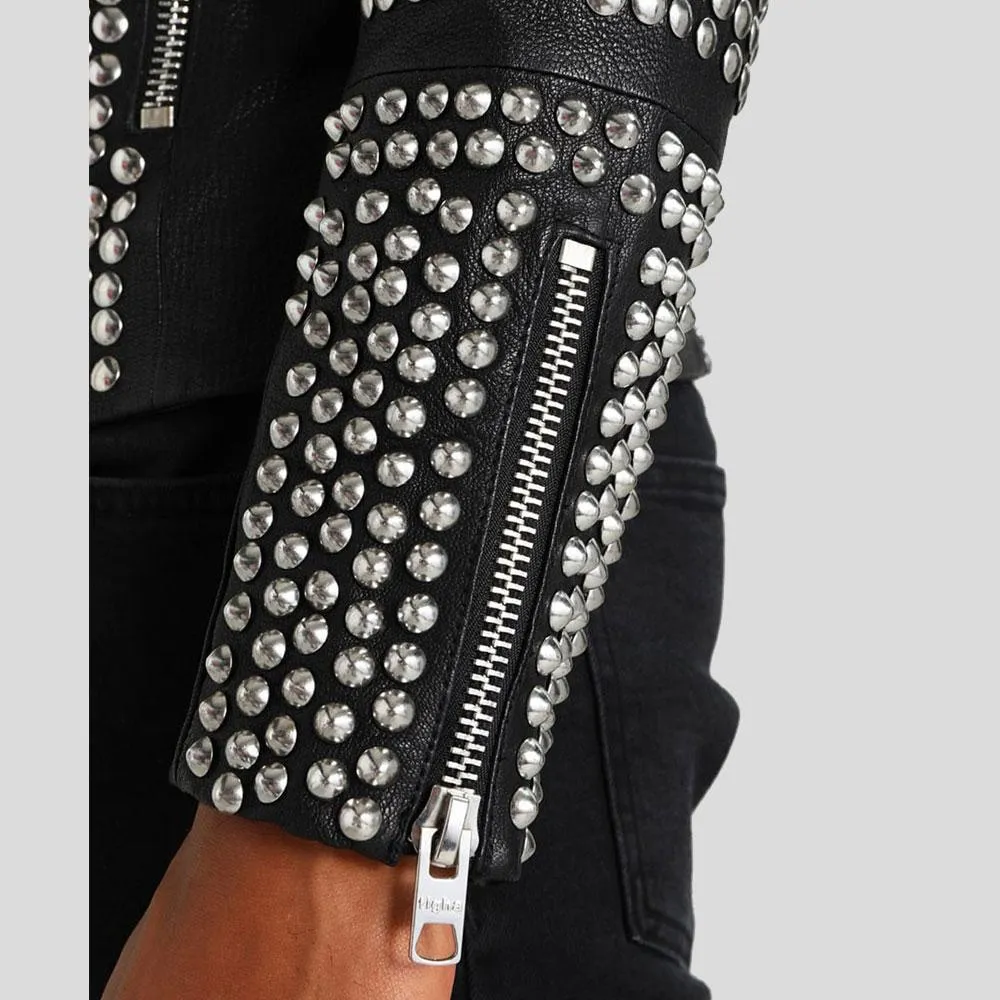 Jaxon Black Studded Leather Jacket for Men