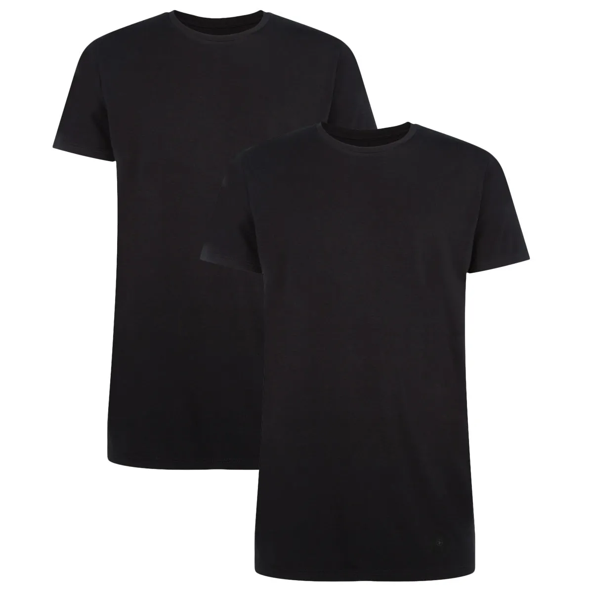 Long Fit T-Shirts Ruben ronde hals (2-pack) -  Zwart