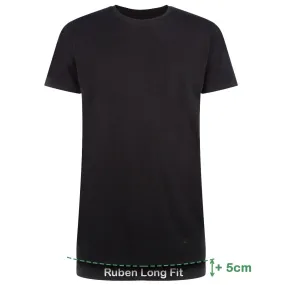 Long Fit T-Shirts Ruben ronde hals (2-pack) -  Zwart