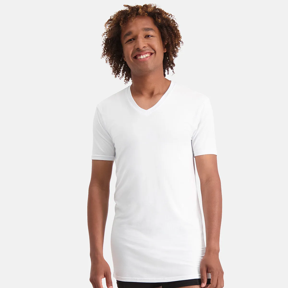 Long Fit T-Shirts Velo V-hals (2-pack) - Wit