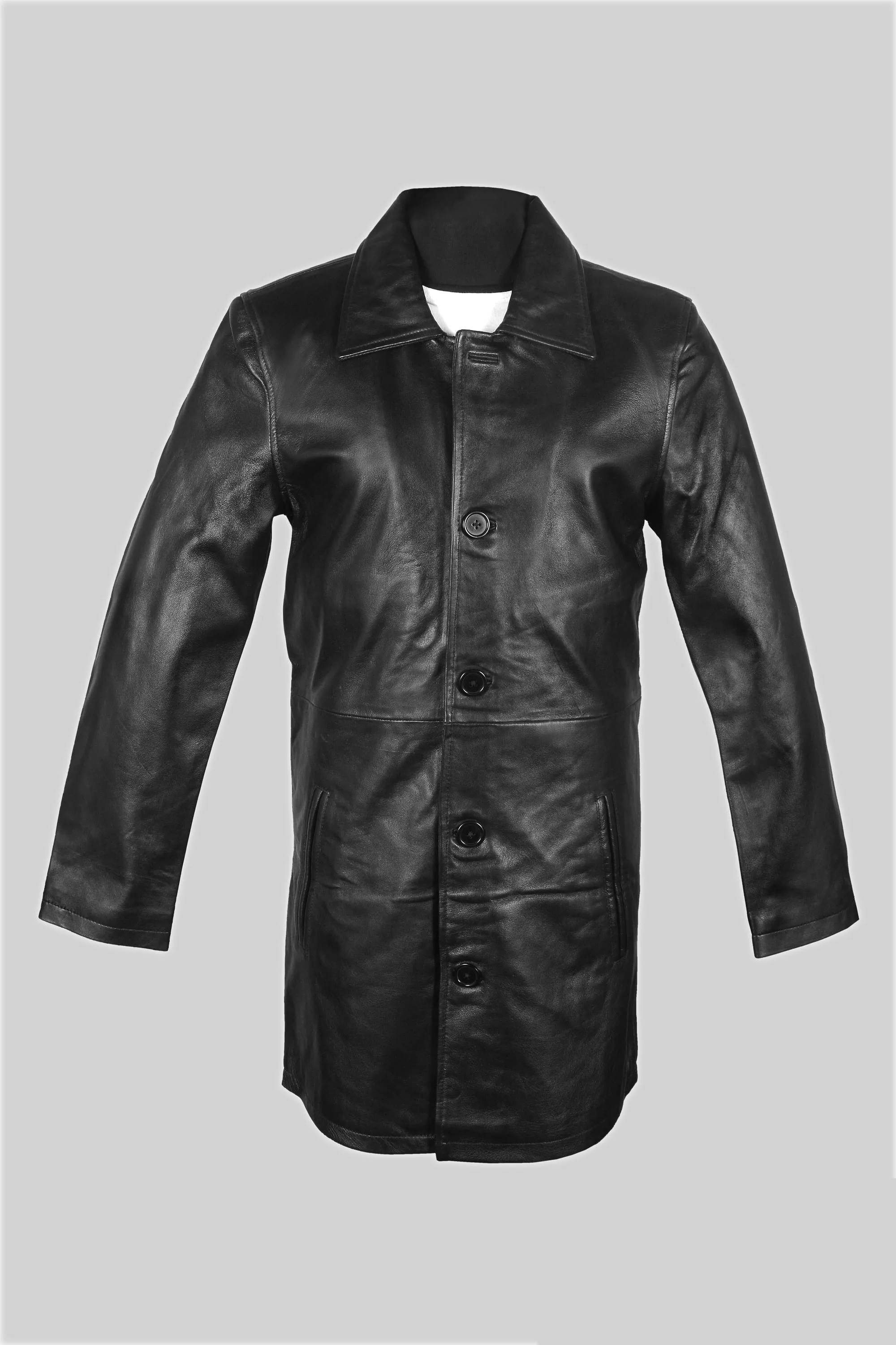 Men's Black Sheepskin Leather Coat