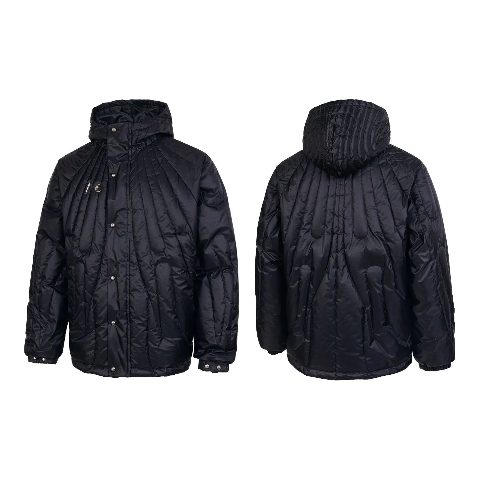 Men's Solid Black Hooded Puffer Jacket