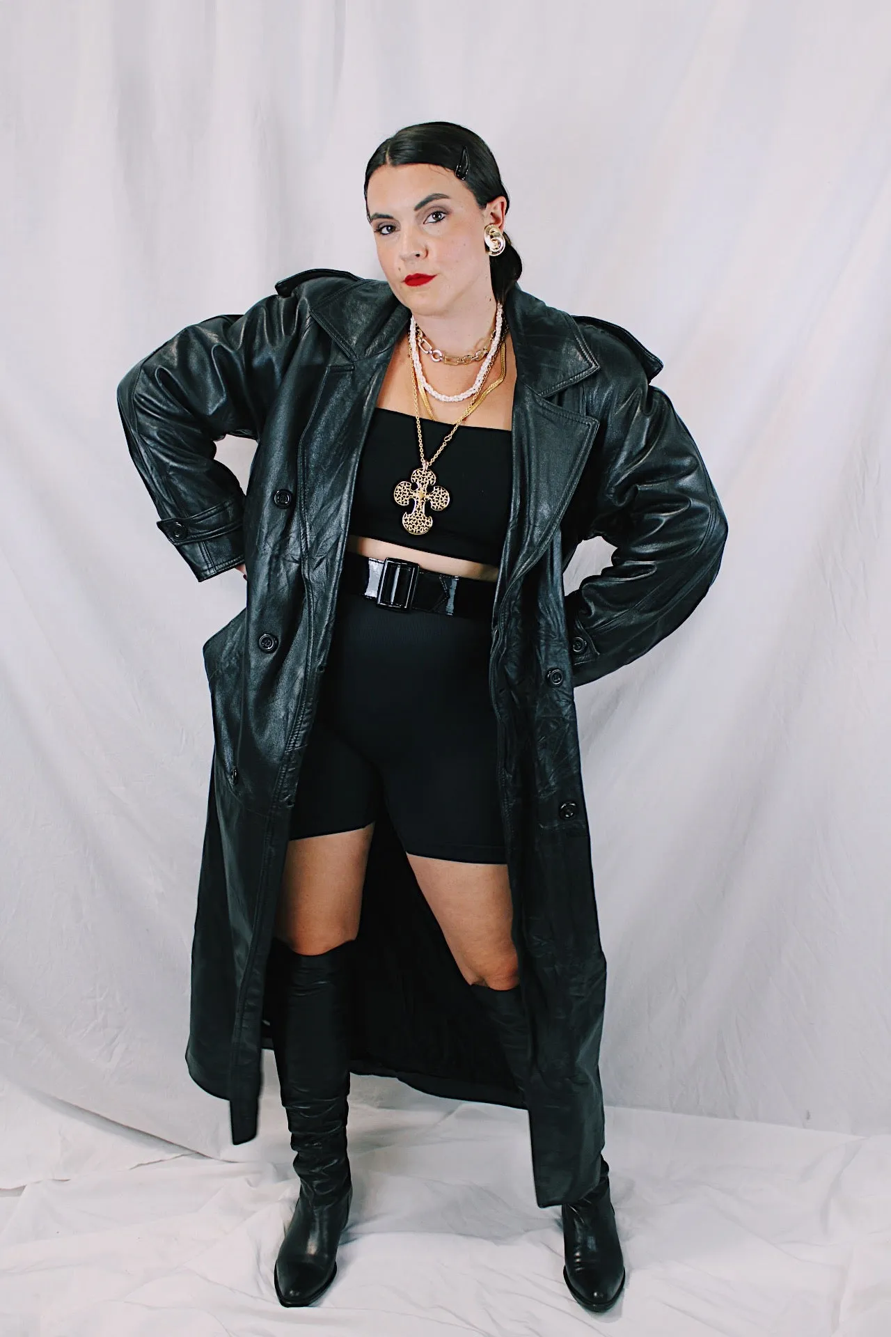 Oversized Leather Trench Coat