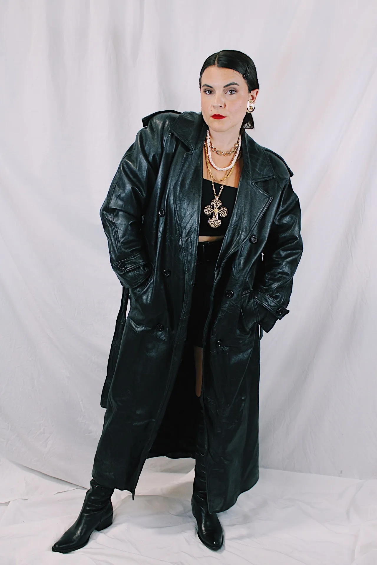 Oversized Leather Trench Coat