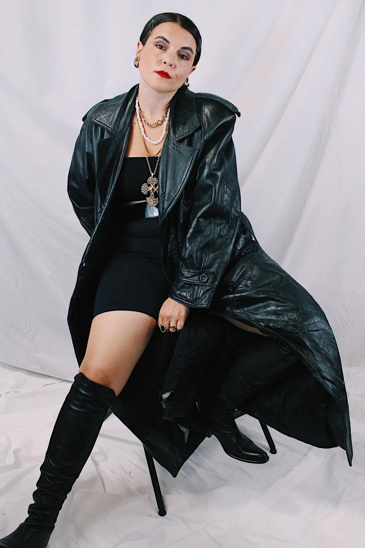 Oversized Leather Trench Coat