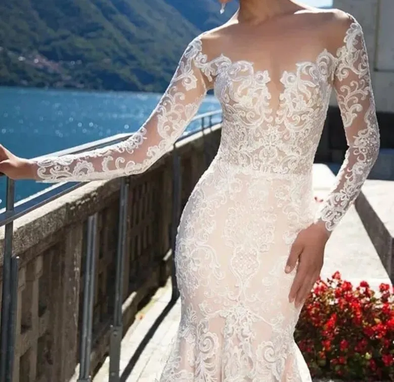 Paisley Lace Mermaid Wedding Gown All Sizes/Colors