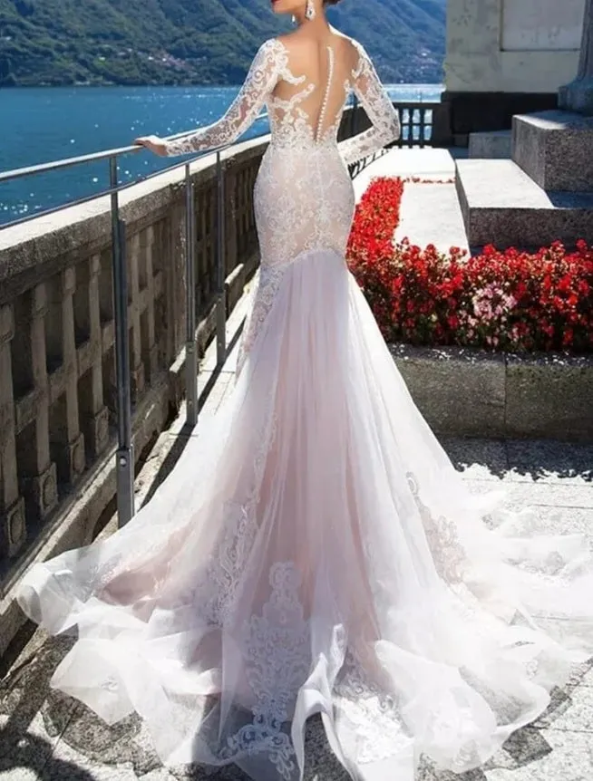 Paisley Lace Mermaid Wedding Gown All Sizes/Colors