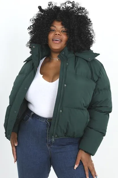 PLUS SIZE TEAL SHORT OVERSIZED PUFFER JACKET