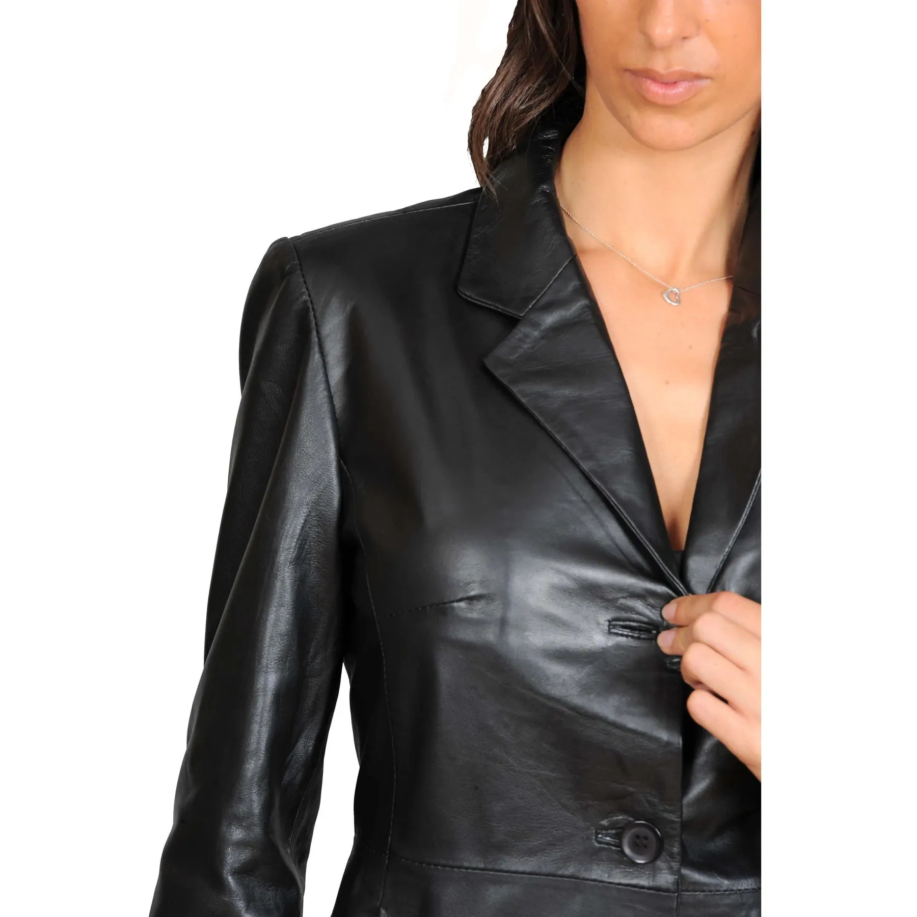 Real Leather 3/4 Length Fitted Jacket