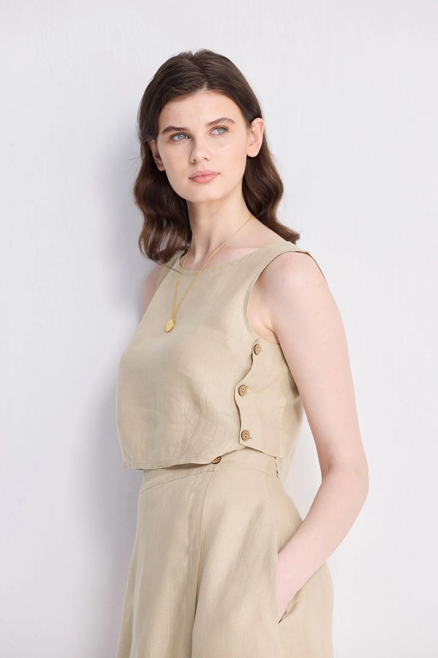 Reistor Overlap Midi Skirt in Neutral Beige | NEW COLLECTION