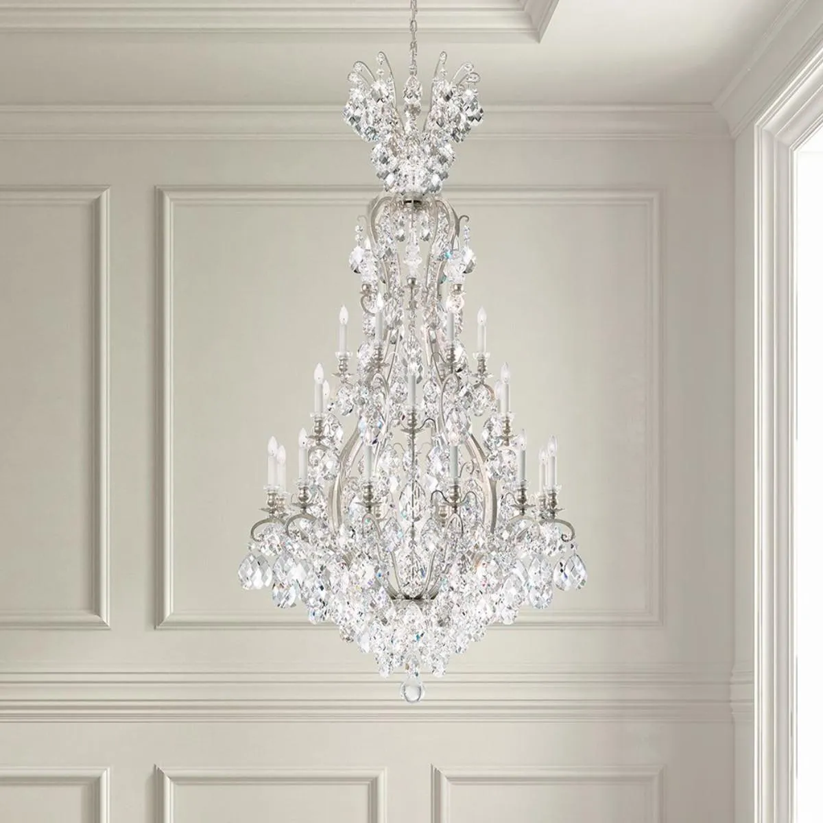 Renaissance 24 Light Black Chandelier with Heritage Crystal