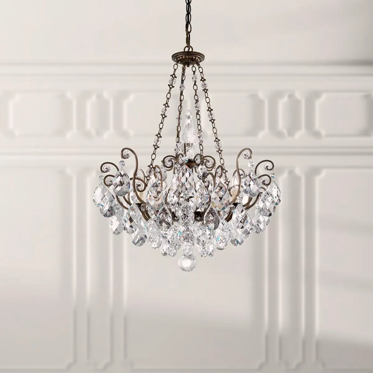 Renaissance 8 Light 120V Antique Silver Chandelier with Heritage Crystal