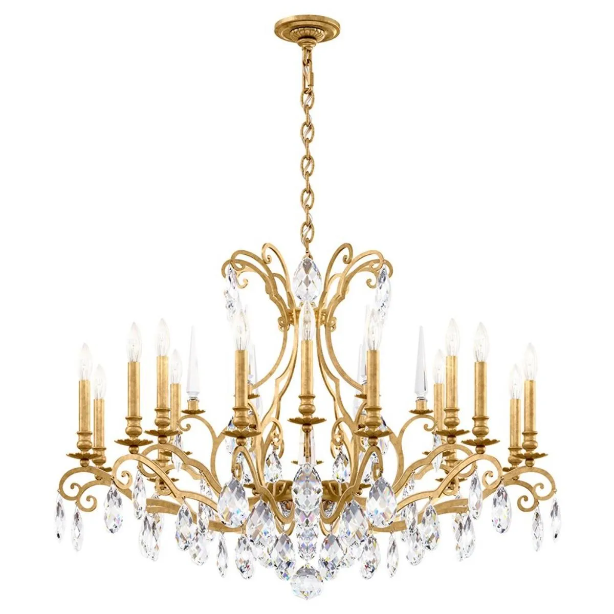 Renaissance Nouveau 18 Light Heirloom Gold Chandelier with Heritage Crystal