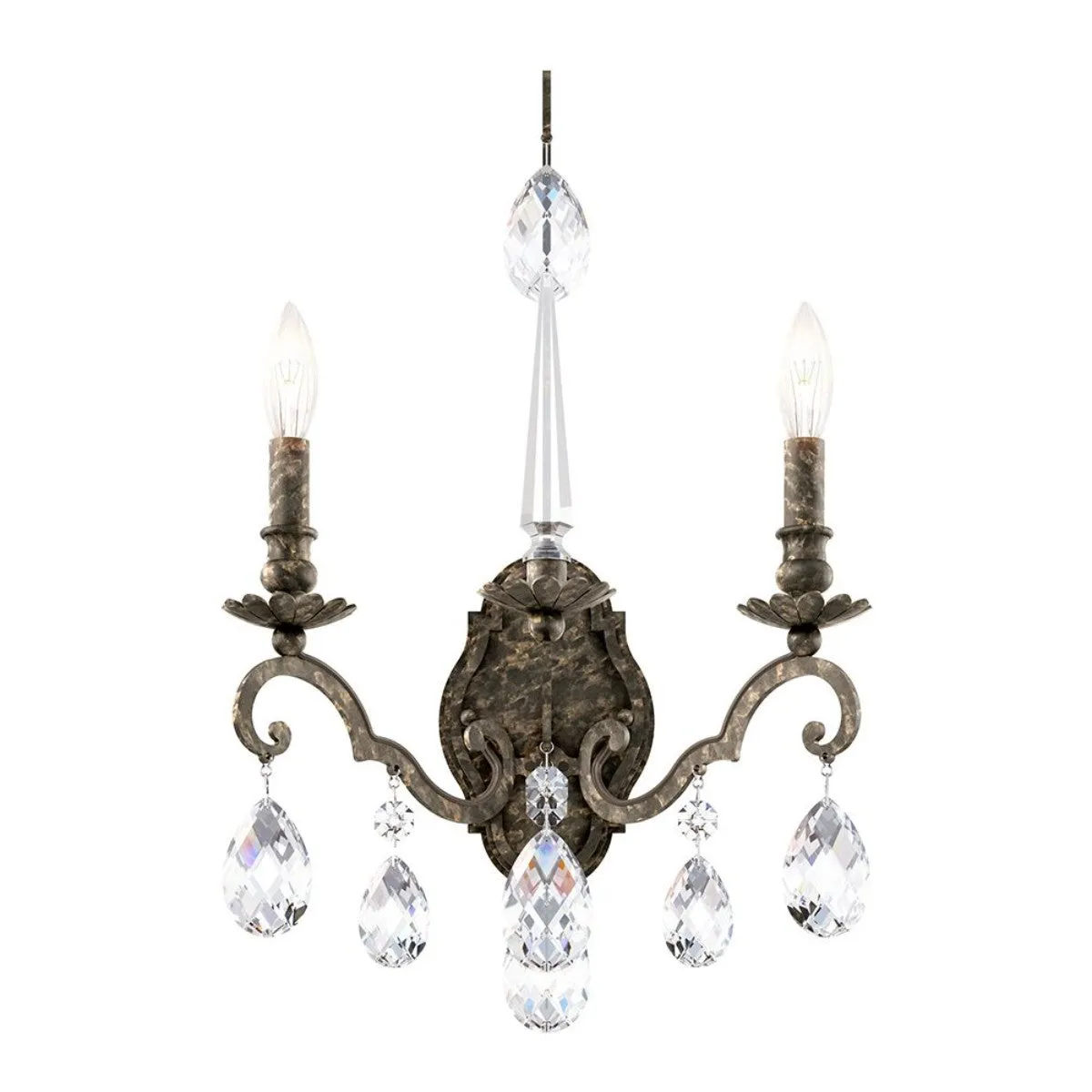 Renaissance Nouveau 21 inch. Heirloom Bronze Armed Sconce with Heritage Crystal