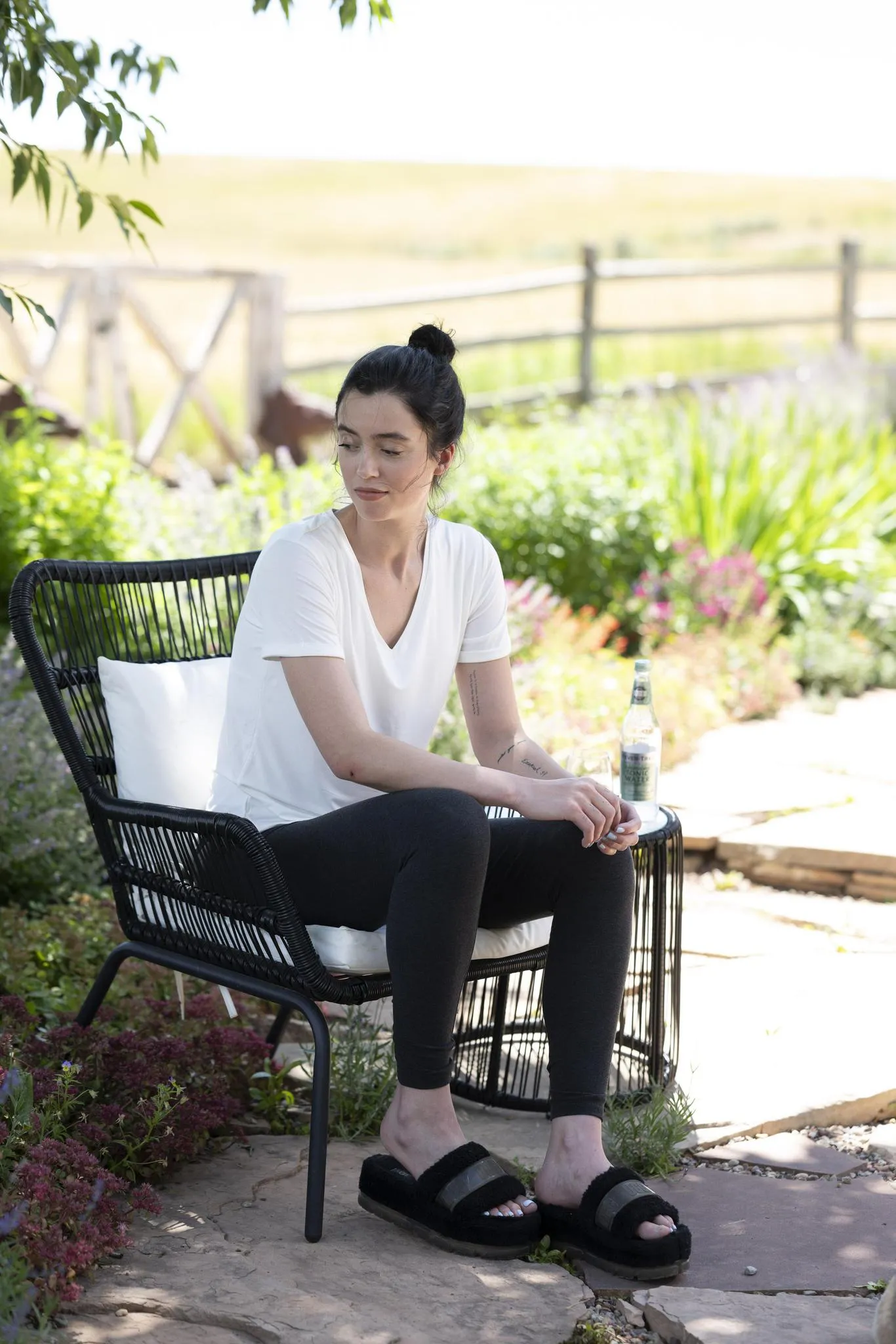 Restless lounger t-shirt with shelf bra in ivory