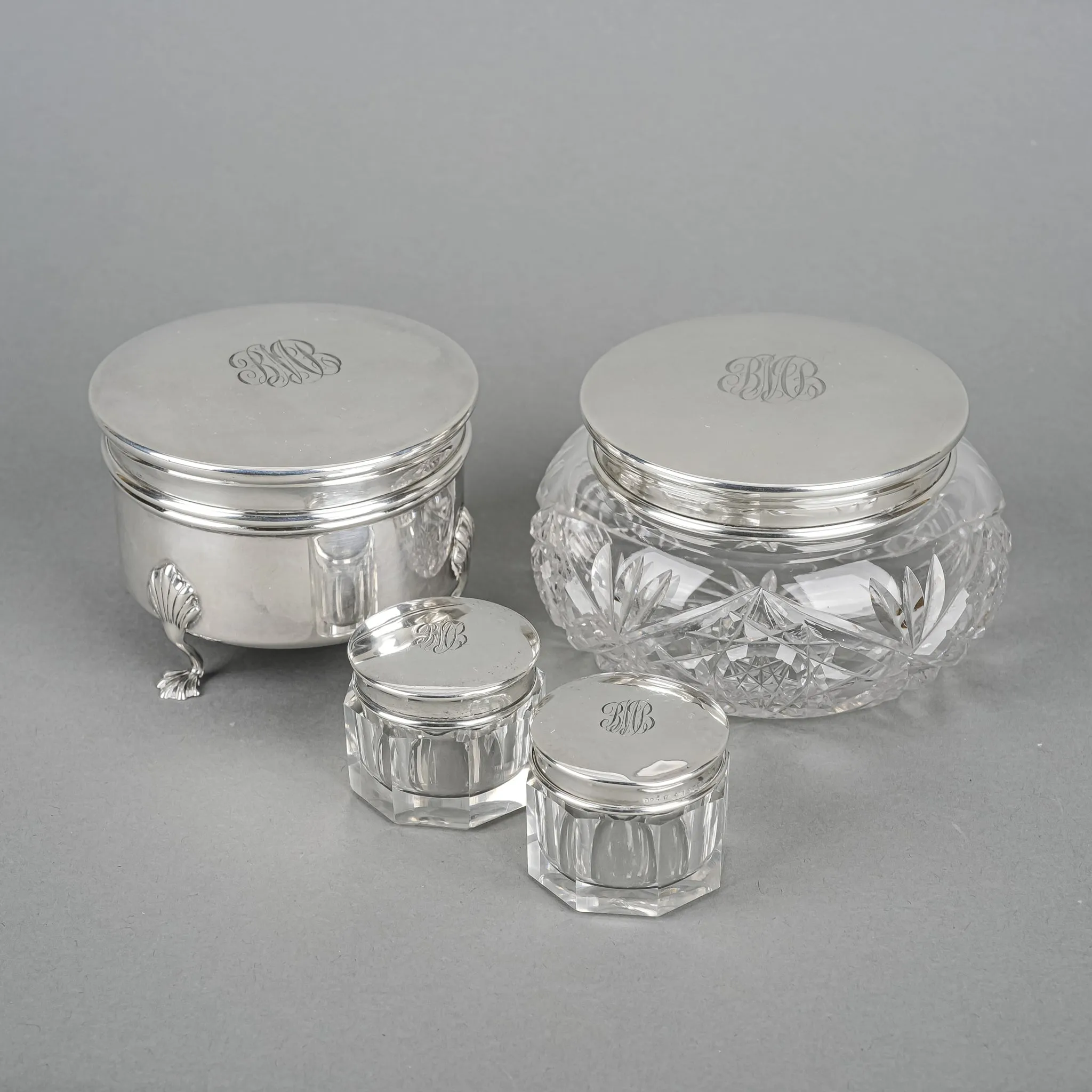 RODEN BROS Sterling & Crystal Dresser Set 7pcs