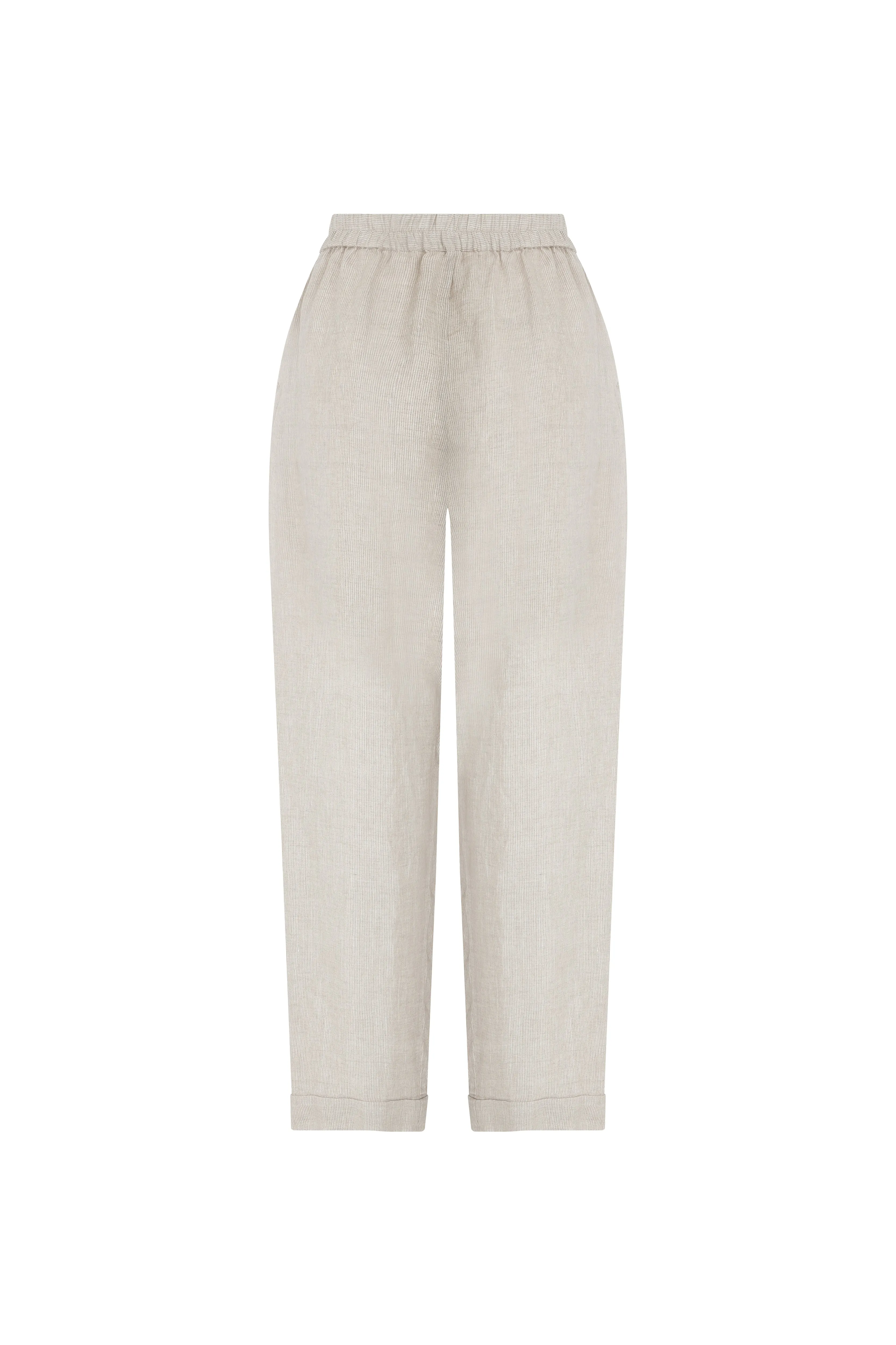 Roman Textured Straight Leg Trousers Natural