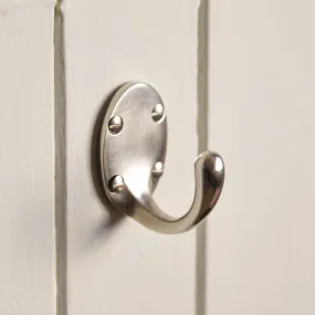 Satin Nickel Single Wardrobe Hook - Large