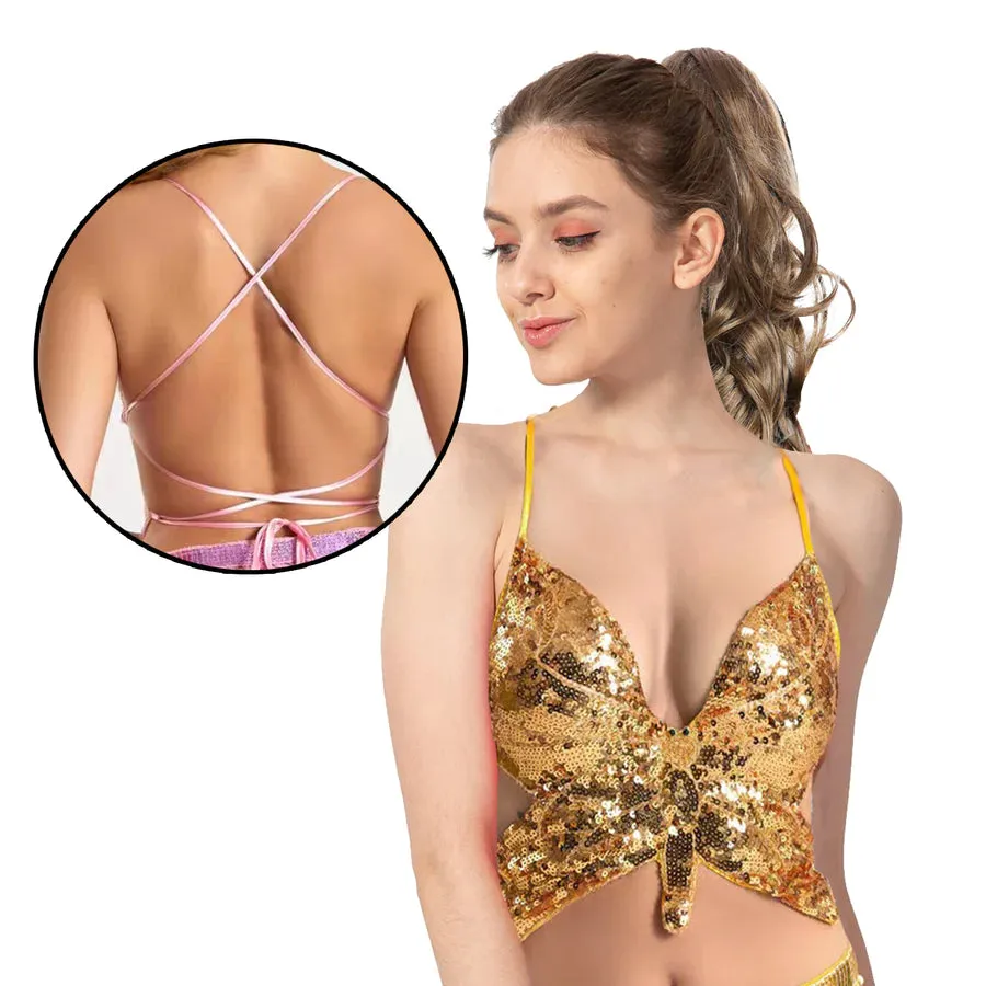 Sequin Butterfly Top - Adult Gold