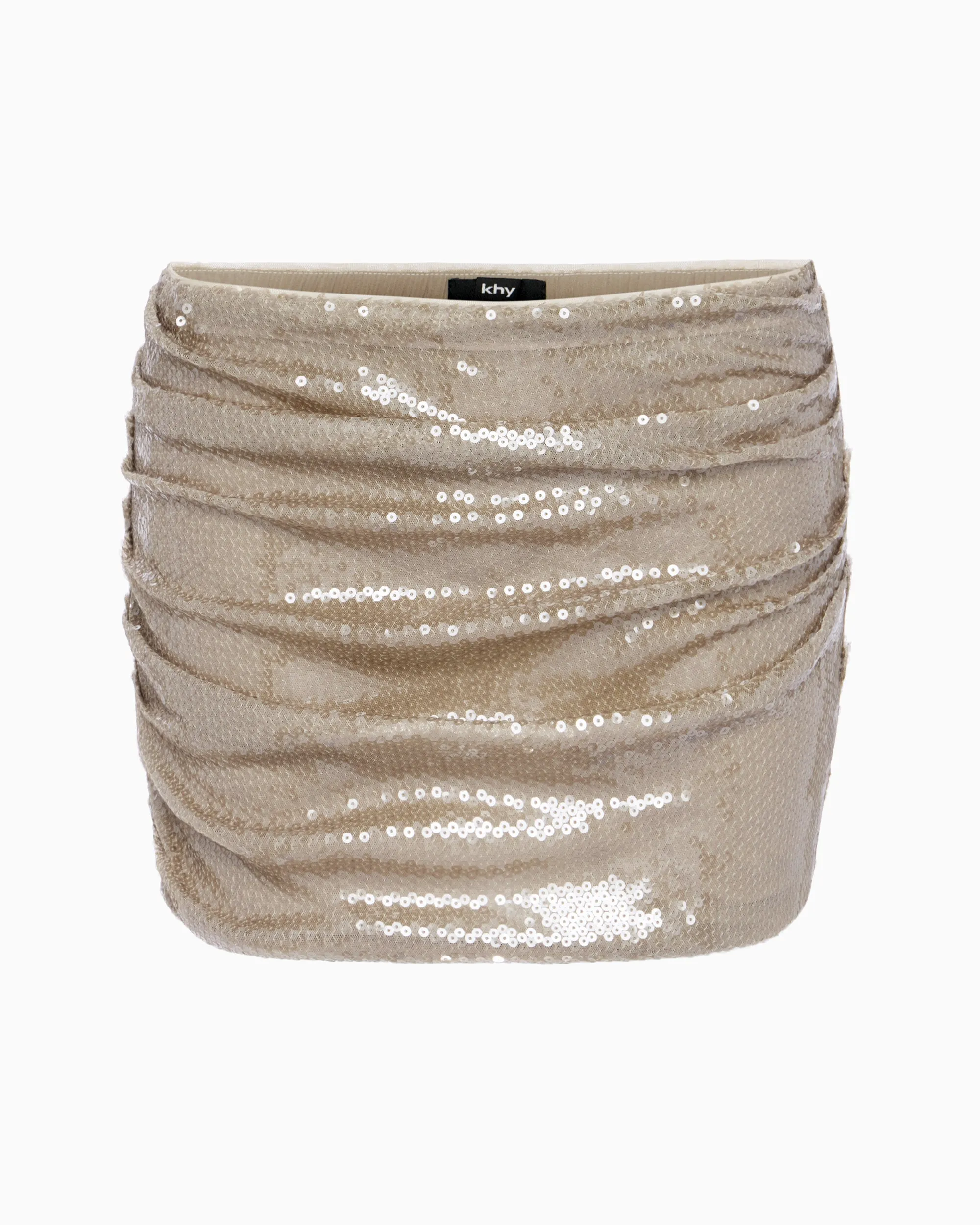 Sequin Ruched Mini Skirt | Champagne