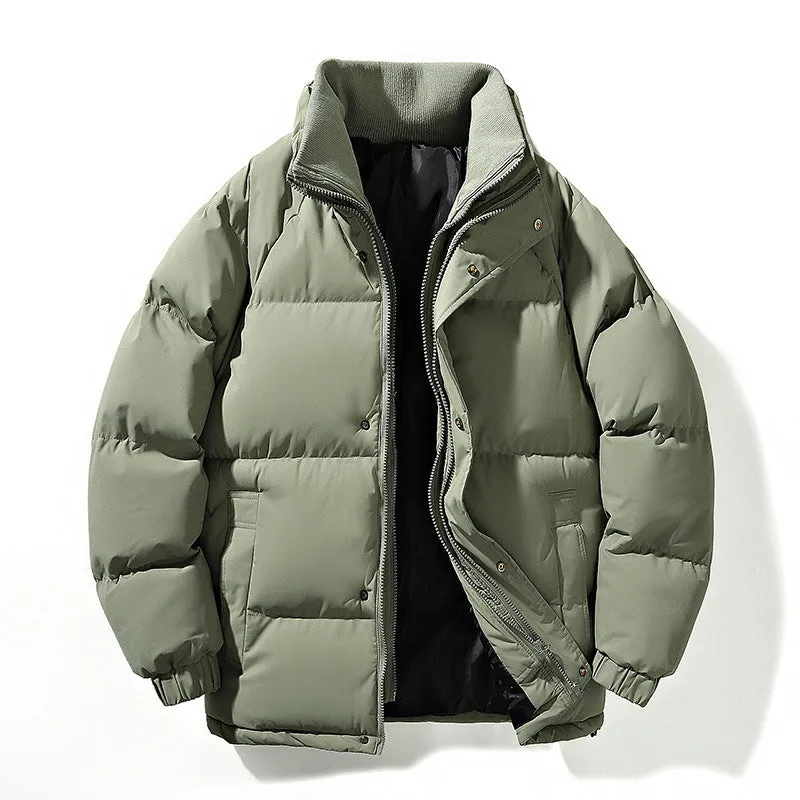 Stand Collar Solid Color Male Puffer Jacket (4 colors)