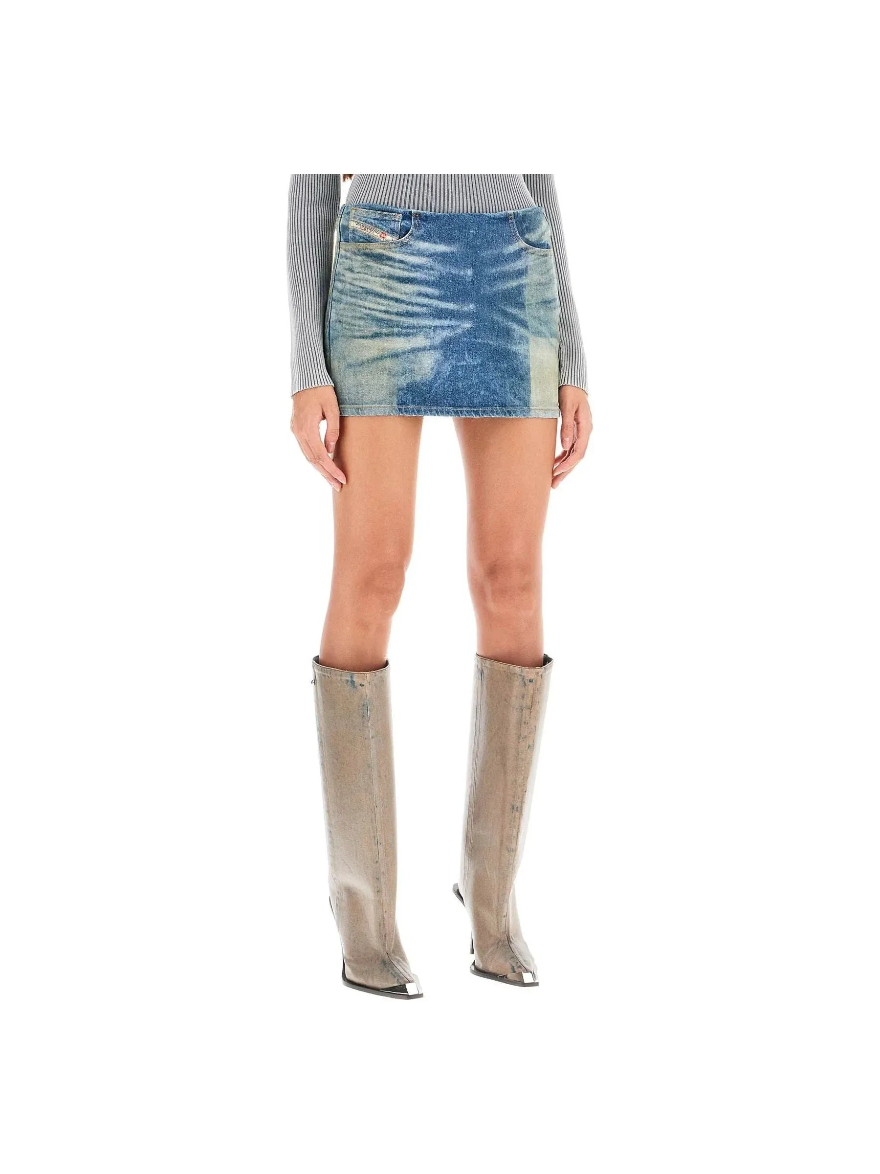 Stonewashed Denim Mini Skirt