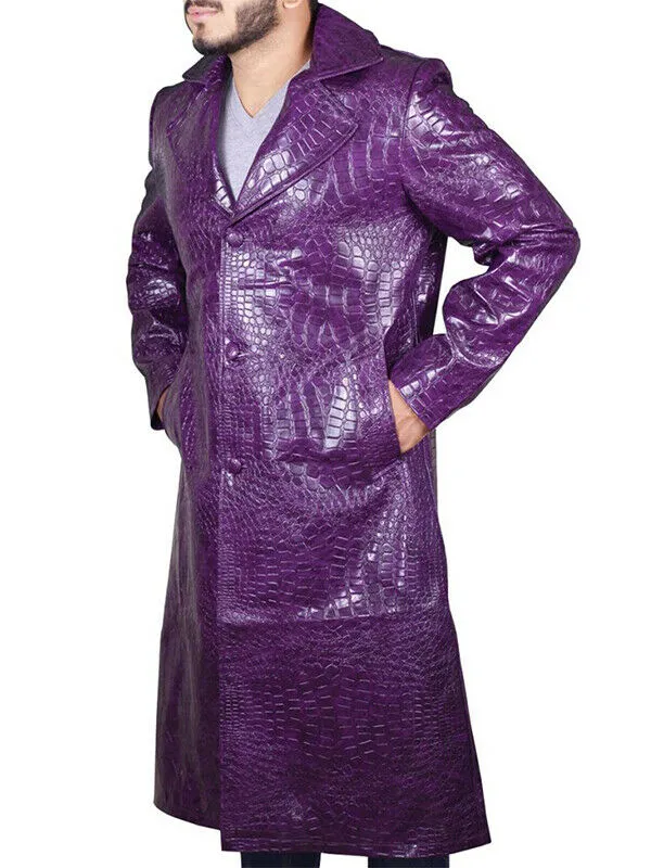 Suicide Squad Joker Purple Leather Coat