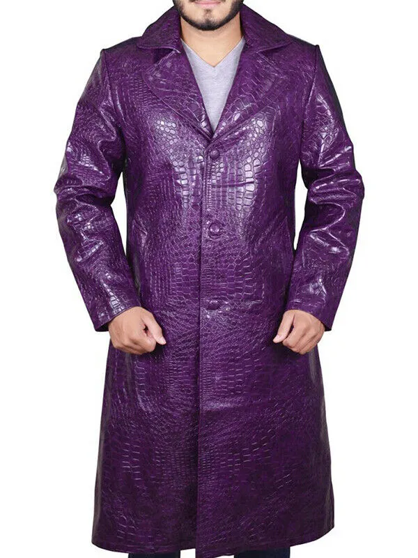 Suicide Squad Joker Purple Leather Coat