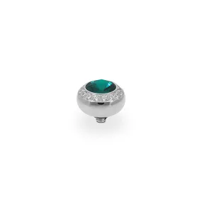 Tondo Deluxe Silver and Emerald Crystal Ring Gem Top, 10mm