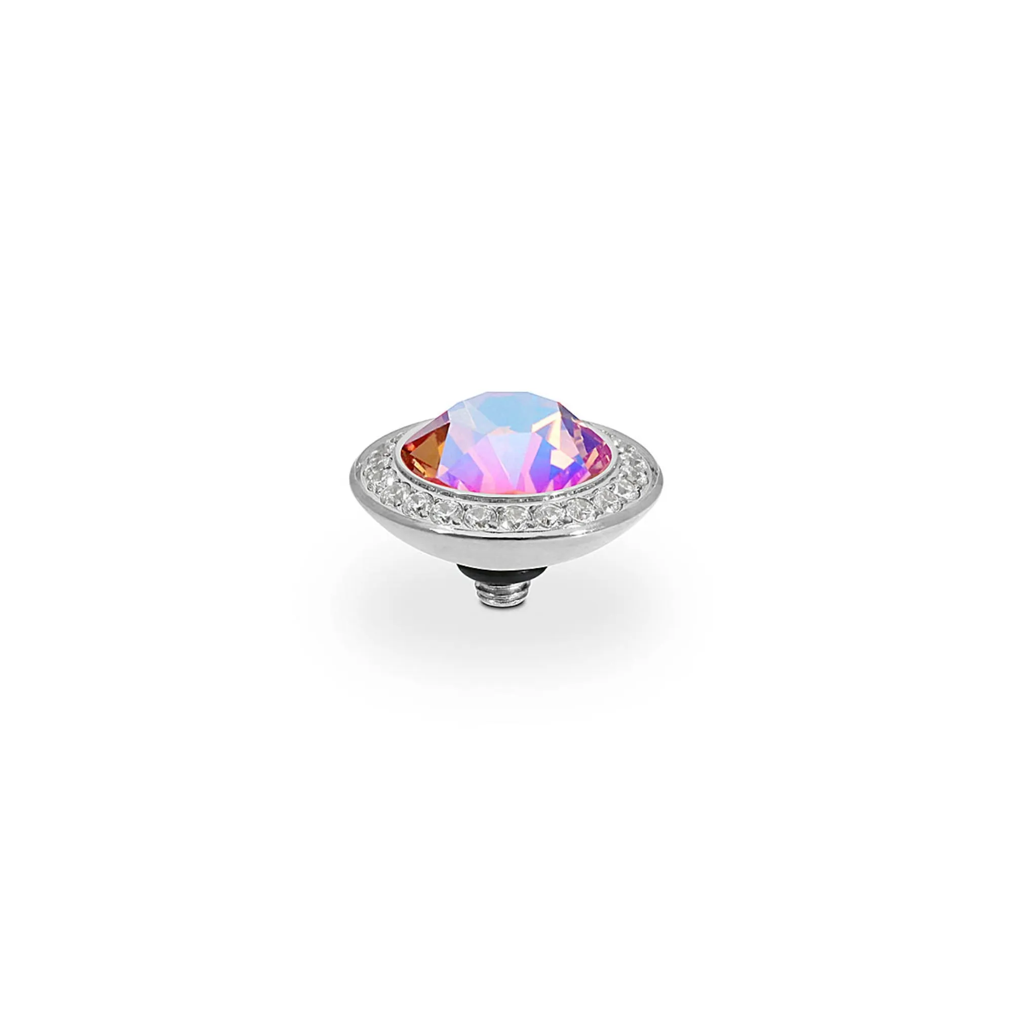 Tondo Deluxe Silver and Light Rose Shimmer Ring Gem Top, 13mm