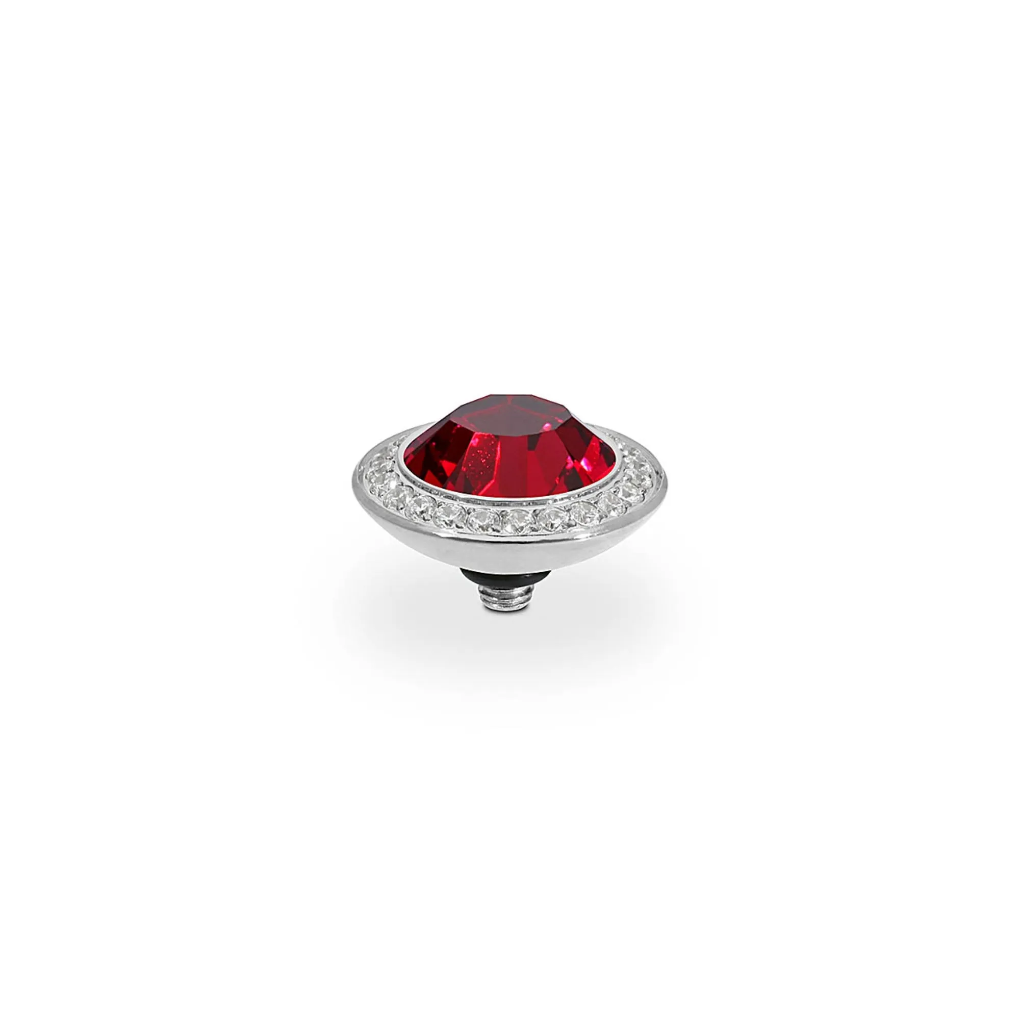 Tondo Deluxe Silver and Ruby Rose Crystal Ring Gem Top, 13mm